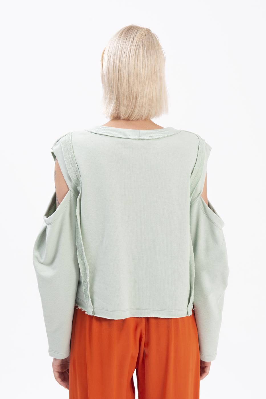 Bayan Yeşil Kol Pencereli Sweatshırt