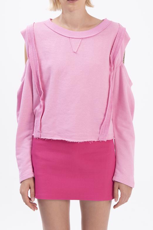 Bayan Pembe Kol Pencereli Sweatshırt - BSL