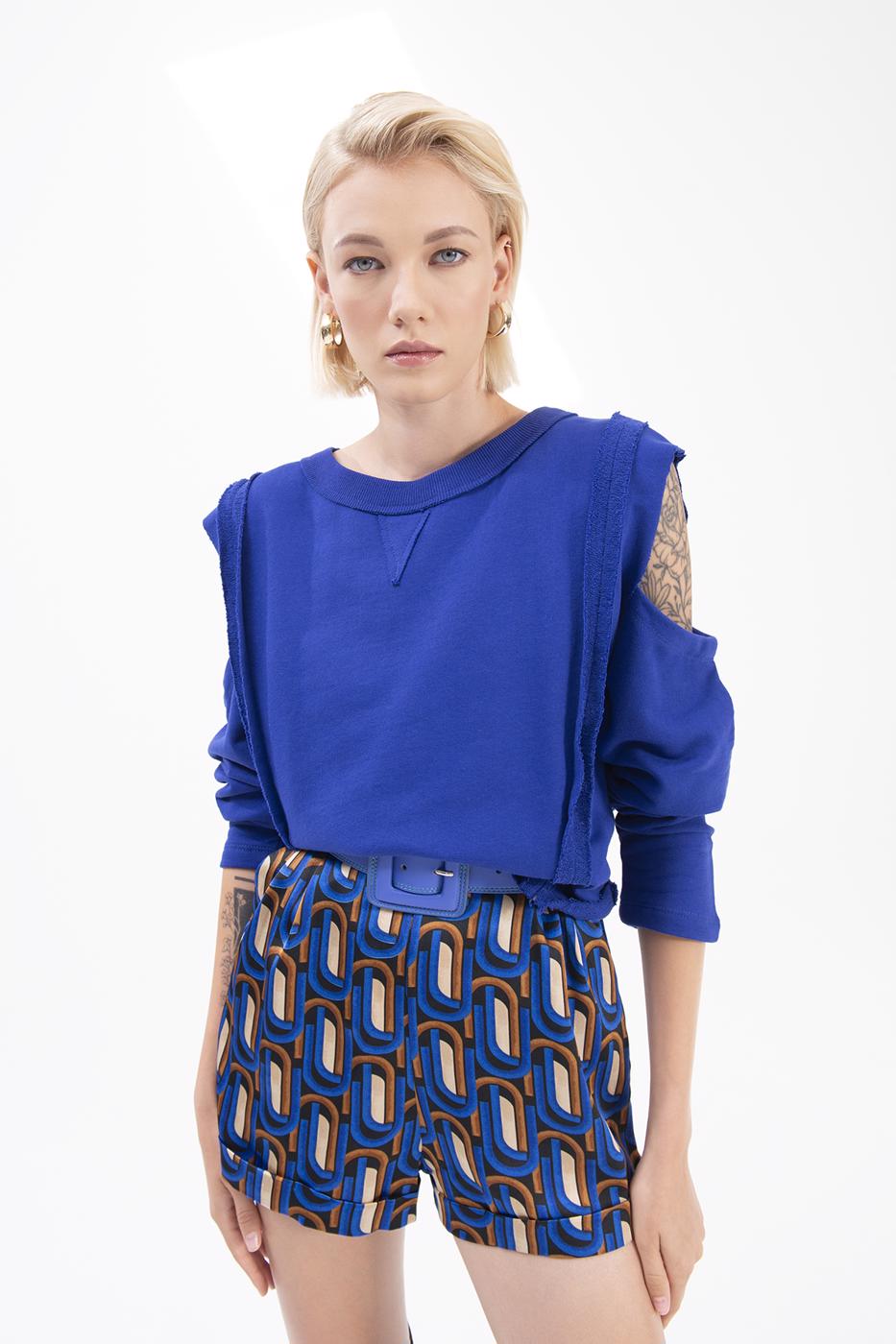 Bayan Sax Kol Pencereli Sweatshırt