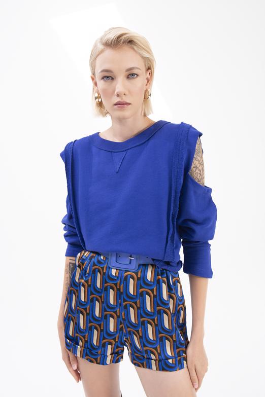 Bayan Sax Kol Pencereli Sweatshırt - BSL