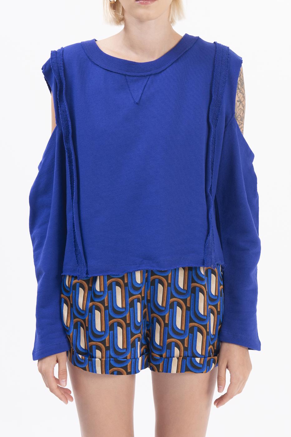 Bayan Sax Kol Pencereli Sweatshırt