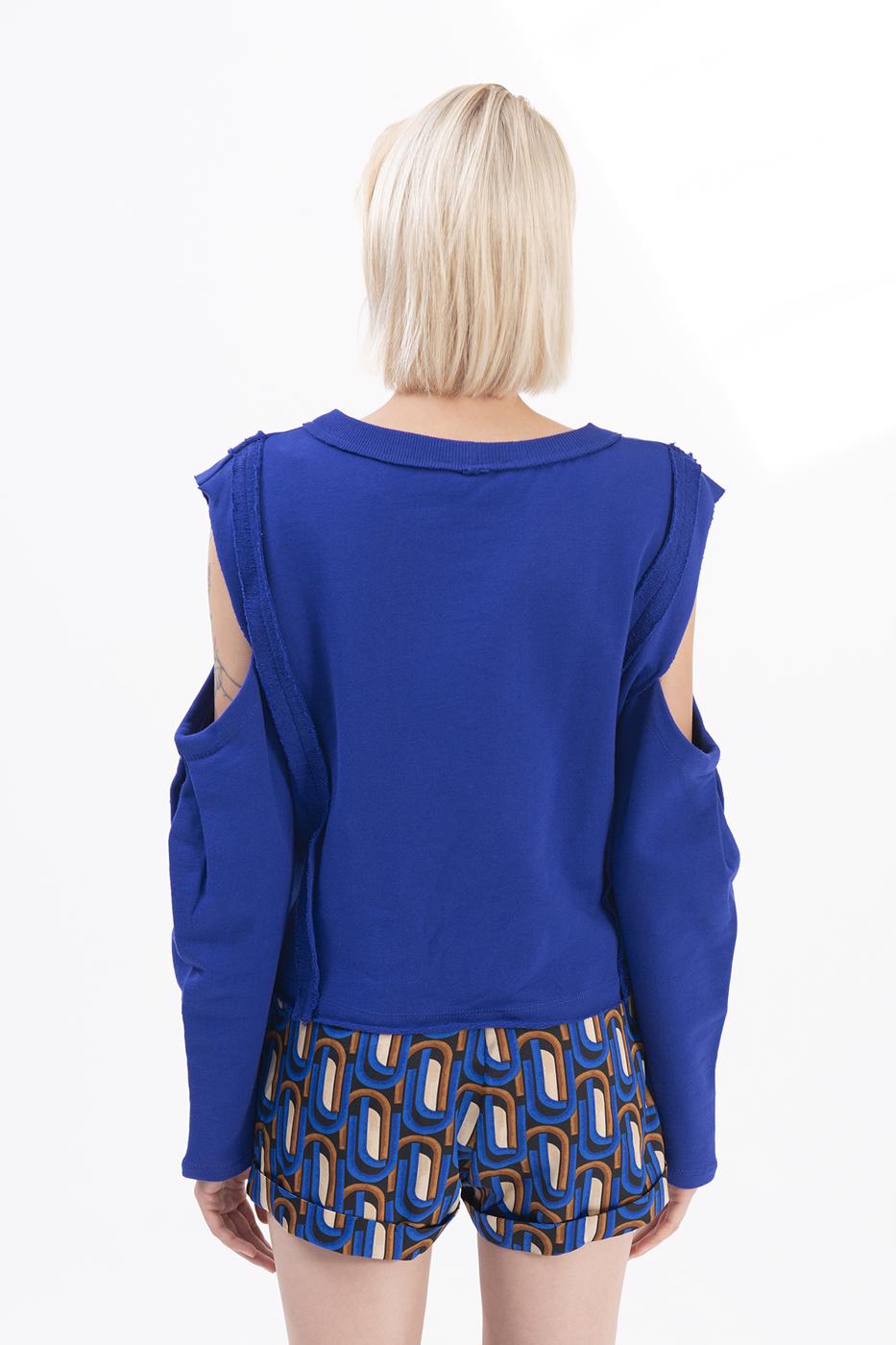 Bayan Sax Kol Pencereli Sweatshırt