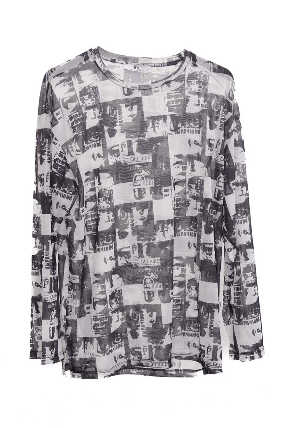 Bayan Beyaz Tül Basic Bluz