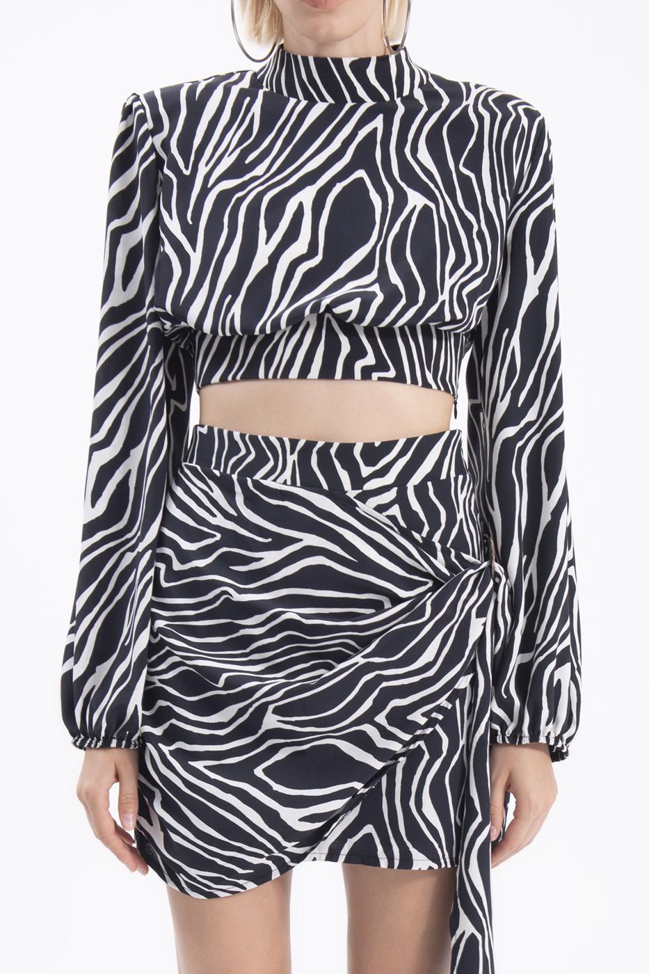 Bayan Siyah Aller Parçalı Mini Etek