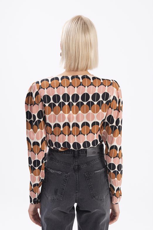 Bayan Ekru Kruvaze Yaka Bodysuit - BSL