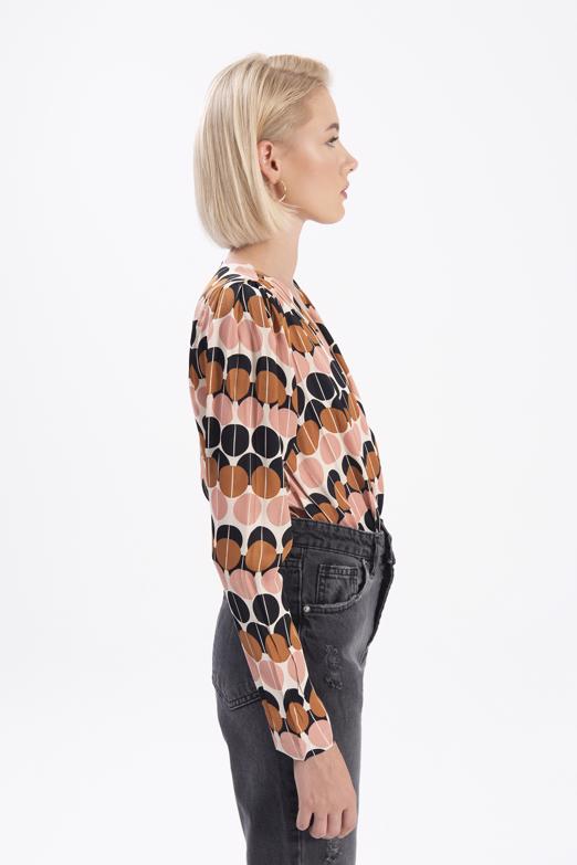 Bayan Ekru Kruvaze Yaka Bodysuit - BSL