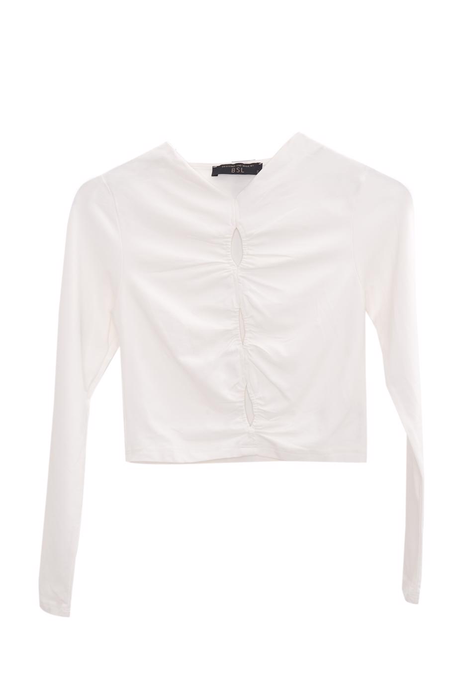 Bayan Ekru Pencere Detaylı Top