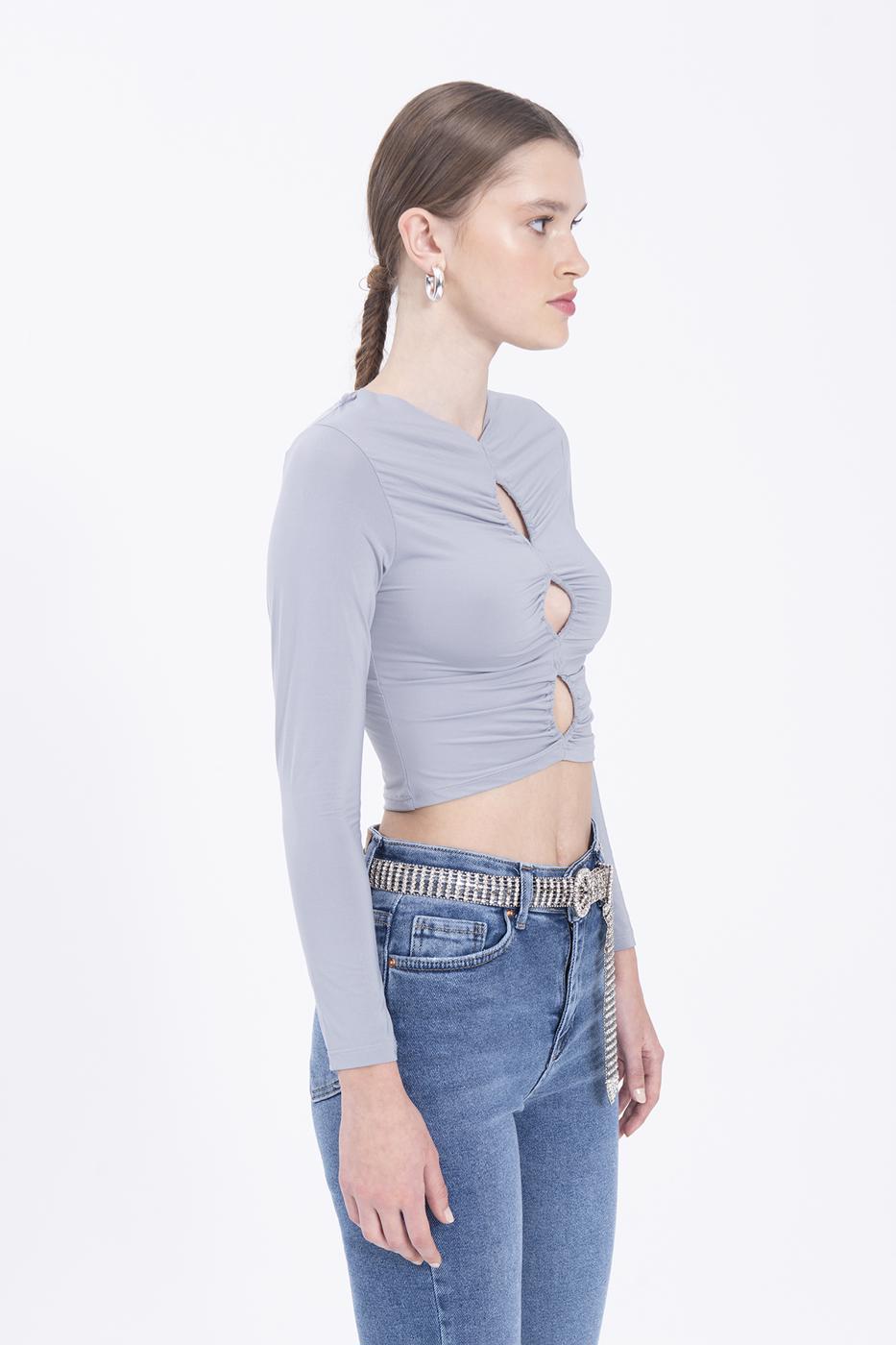 Bayan Gri Pencere Detaylı Top