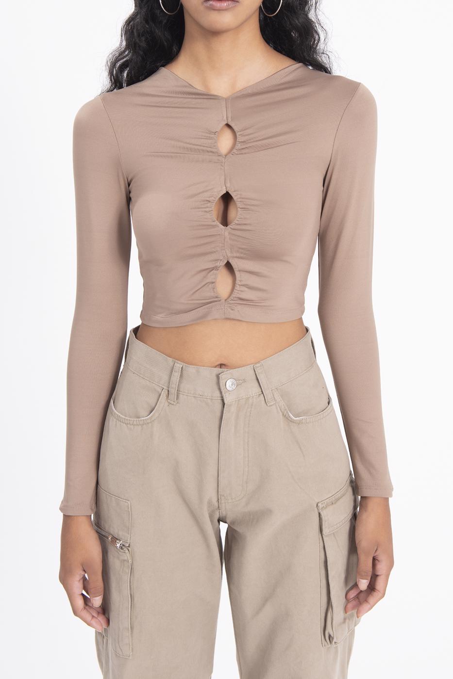 Bayan Kahverengi Pencere Detaylı Top