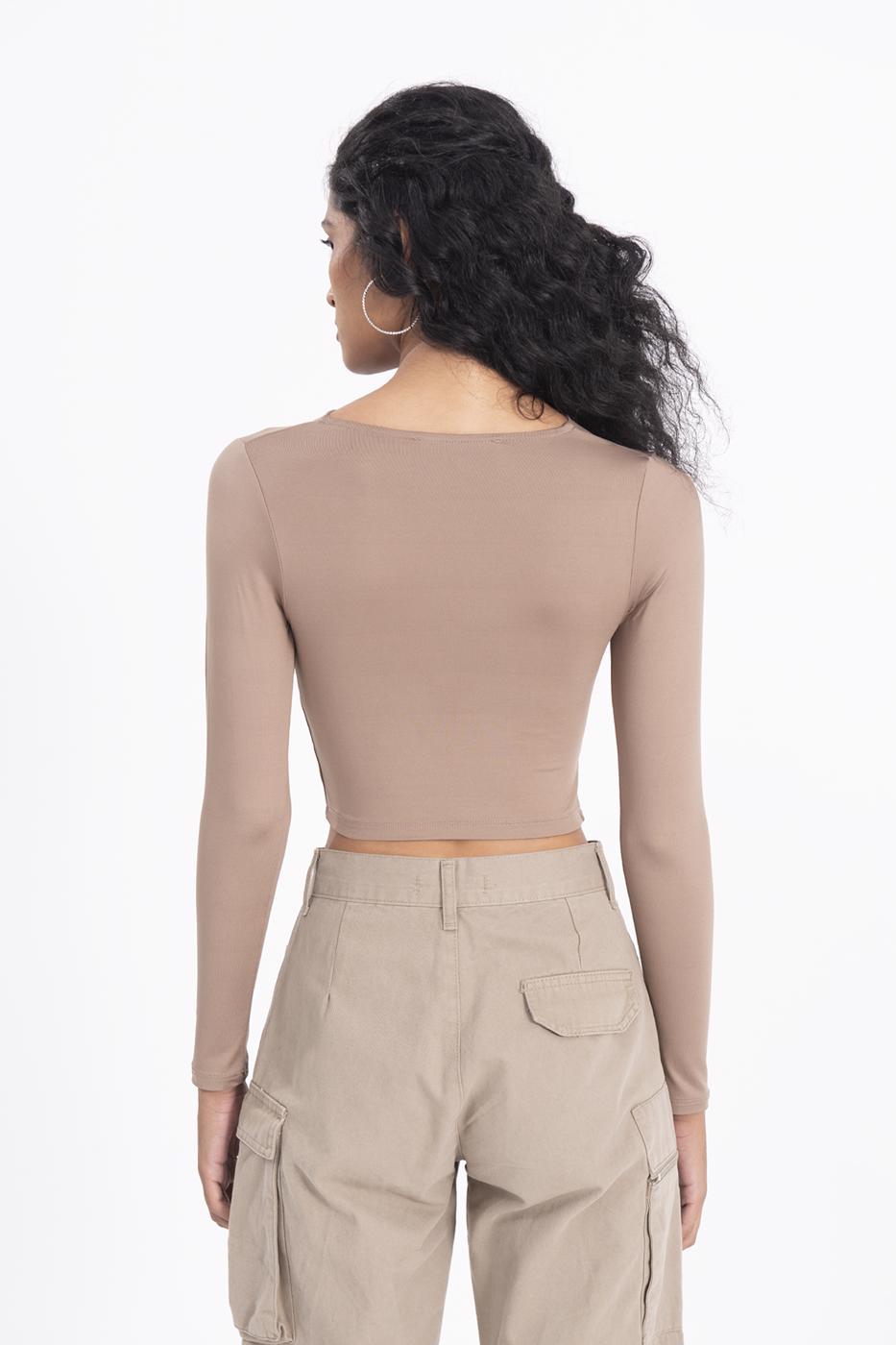 Bayan Kahverengi Pencere Detaylı Top