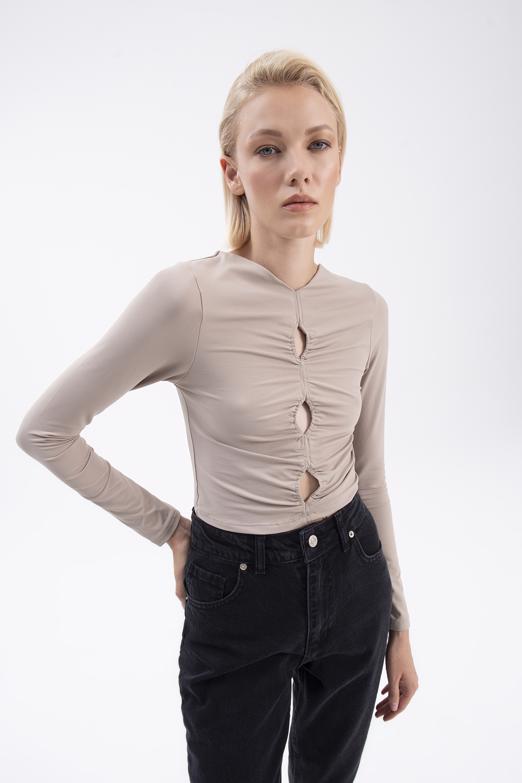 Bayan Vizon Pencere Detaylı Top - BSL