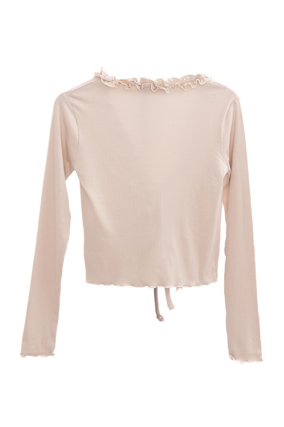 Bayan Bej Fırfır Detaylı Hırka