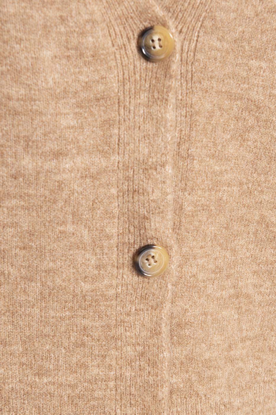 Bayan Kahverengi V Yakalı Triko Hırka