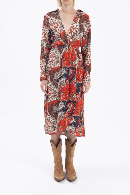 Bayan Multı Kruvaze Yaka Midi Elbise - BSL