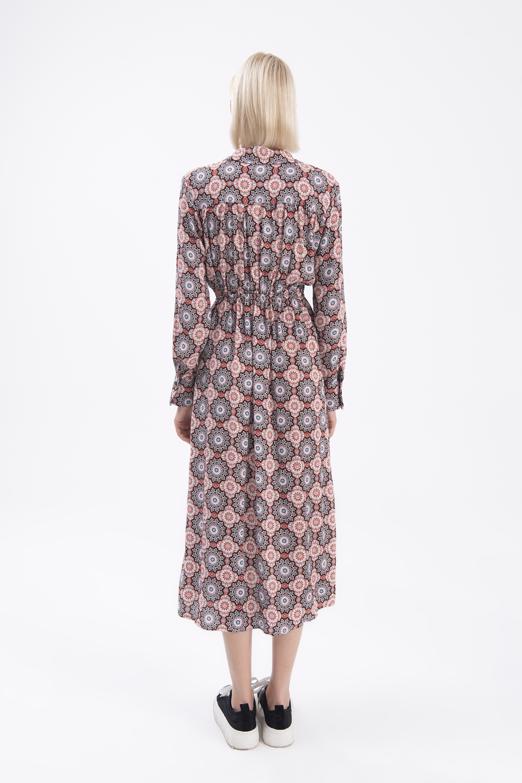 Bayan Siyah Kruvaze Yaka Midi Elbise - BSL