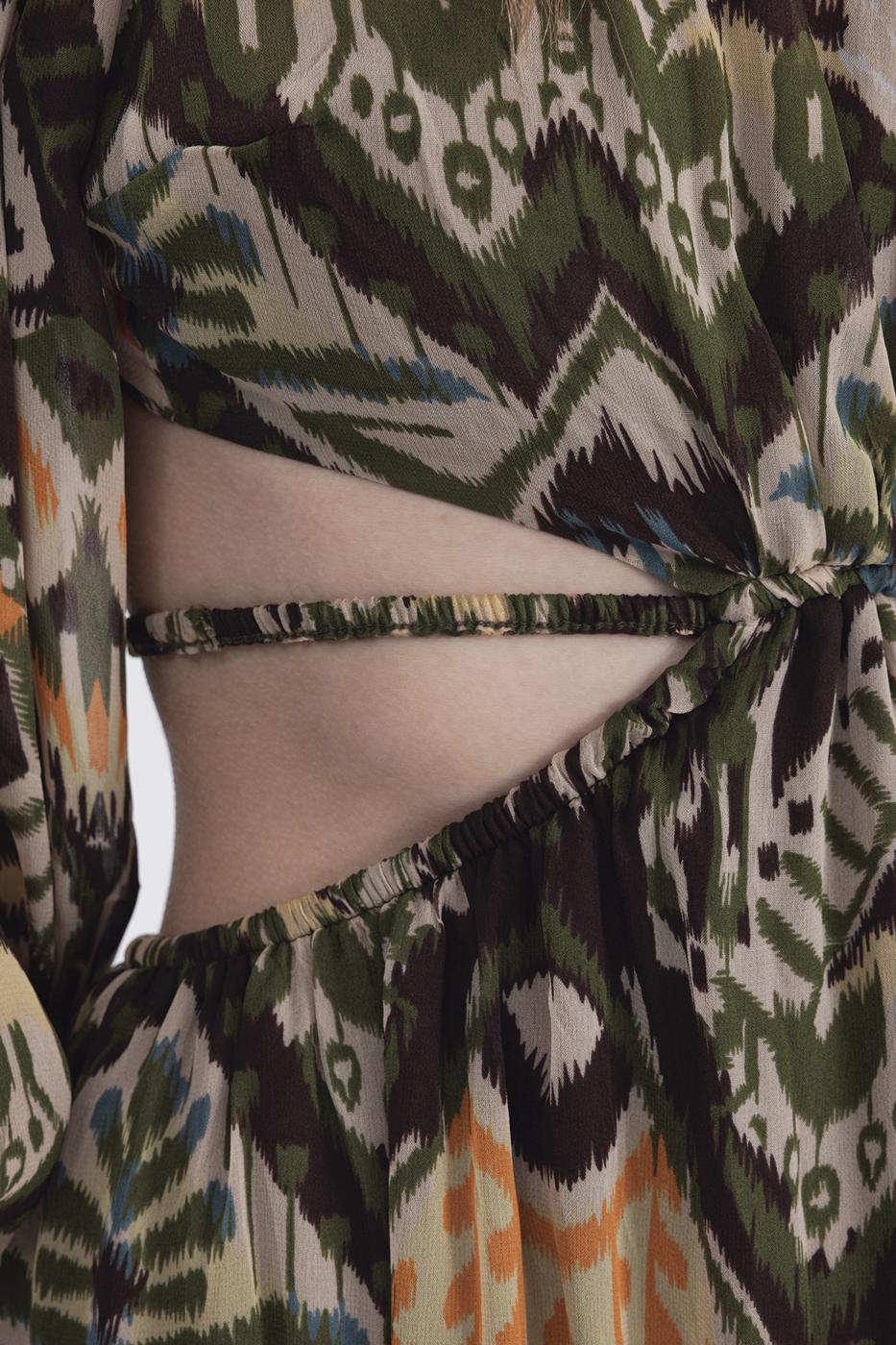 Bayan Yeşil Sırt Dekolteli Maksi Elbise