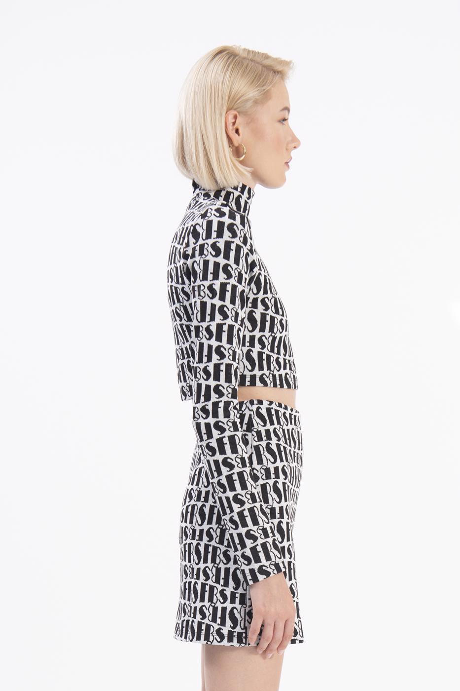 Bayan Beyaz Yırtmaçlı Mini Etek