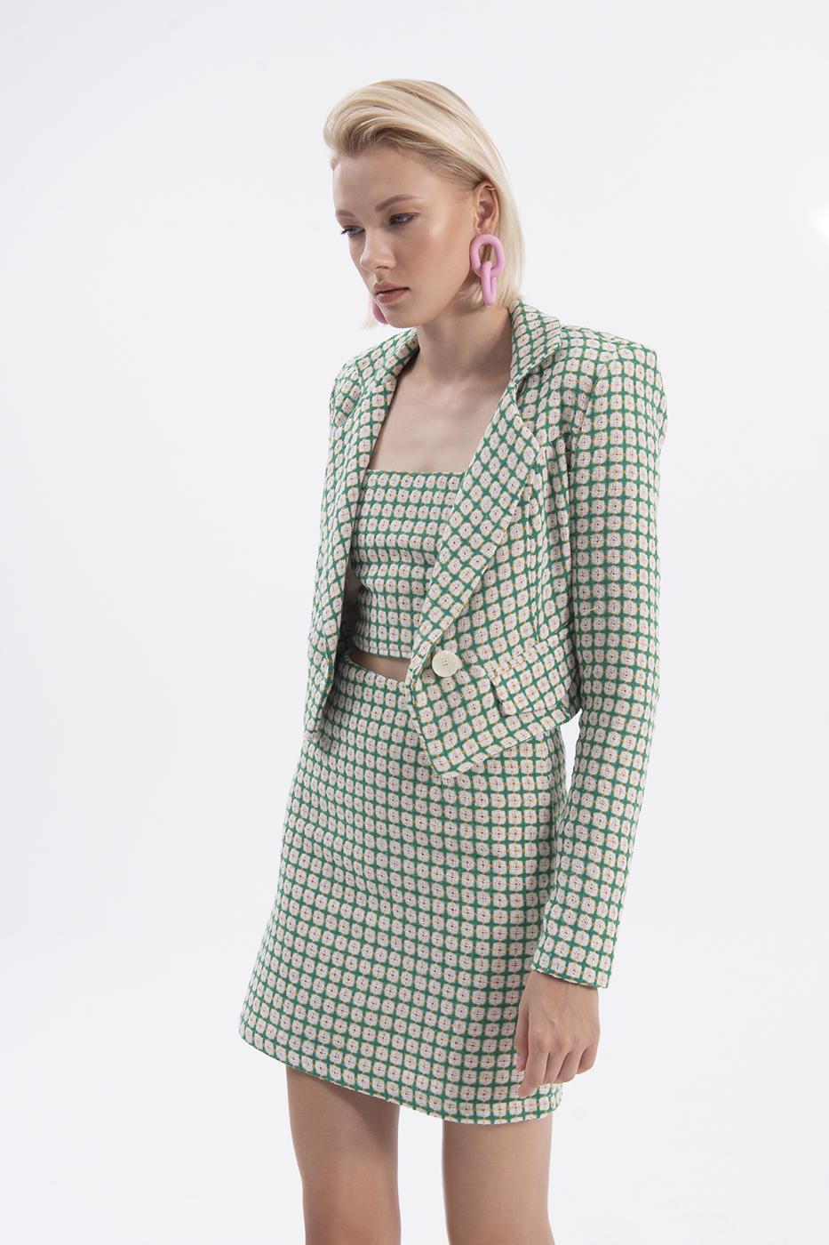 Bayan Yeşil Mini Dar Etek