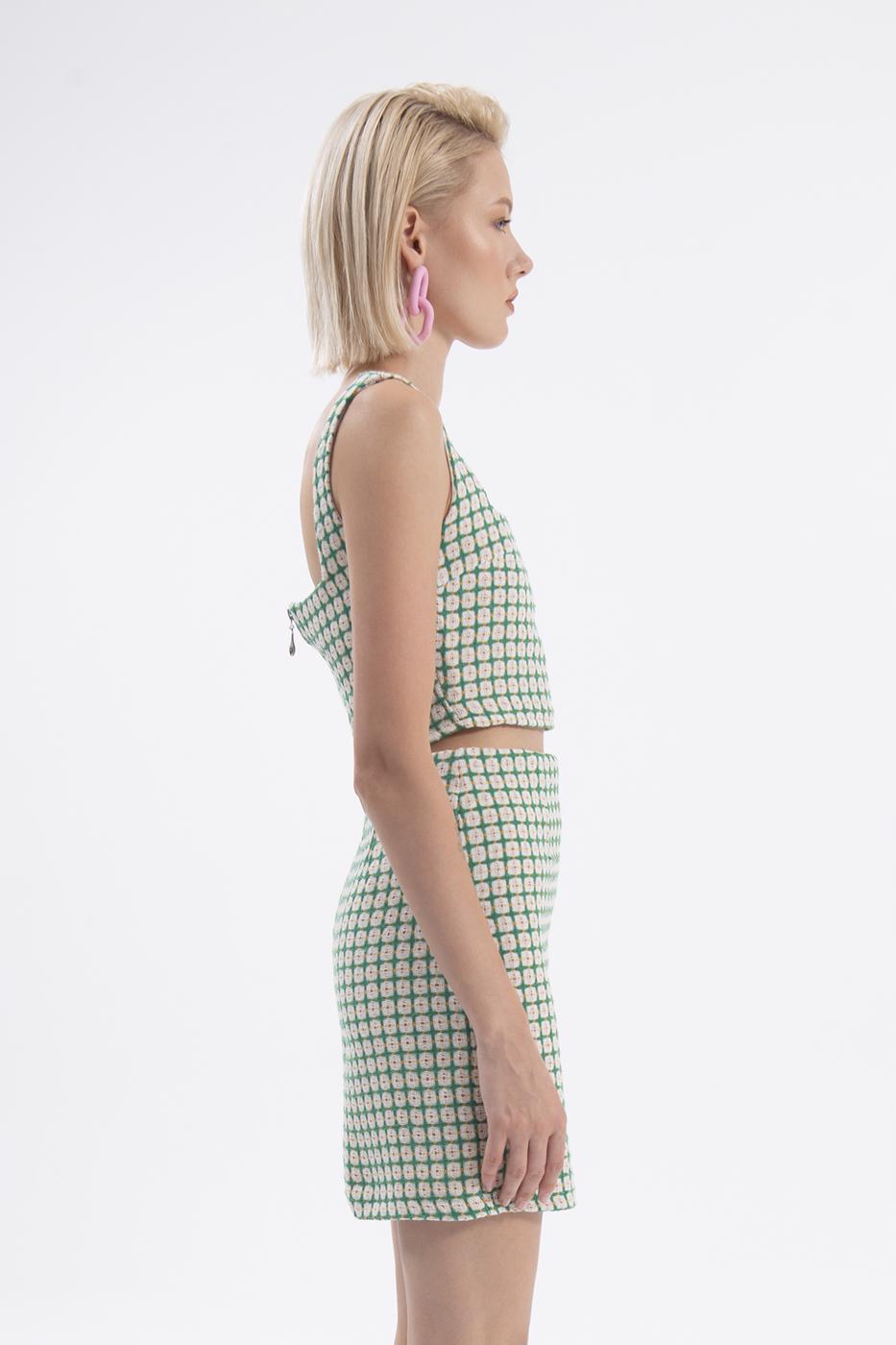 Bayan Yeşil Mini Dar Etek