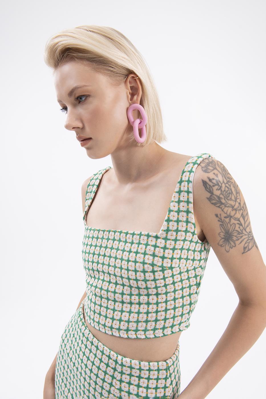 Bayan Yeşil Kare Yaka Büstiyer