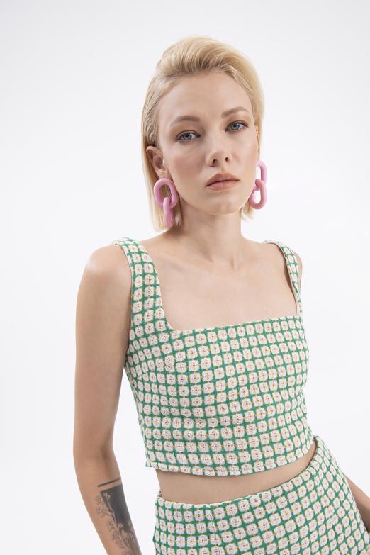 Bayan Yeşil Kare Yaka Büstiyer - BSL