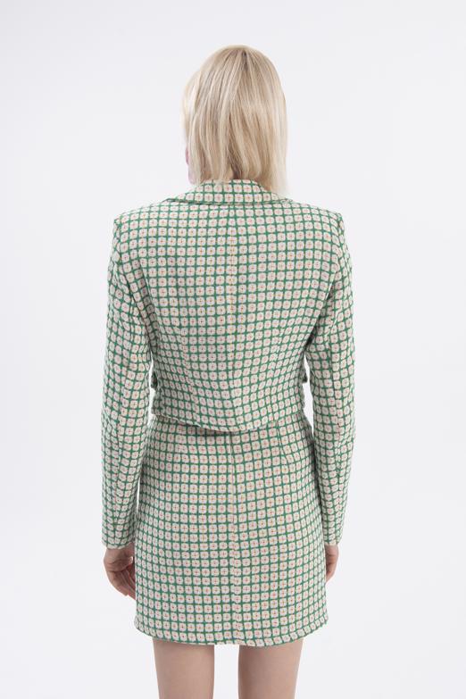 Bayan Yeşil Crop Blazer Ceket - BSL