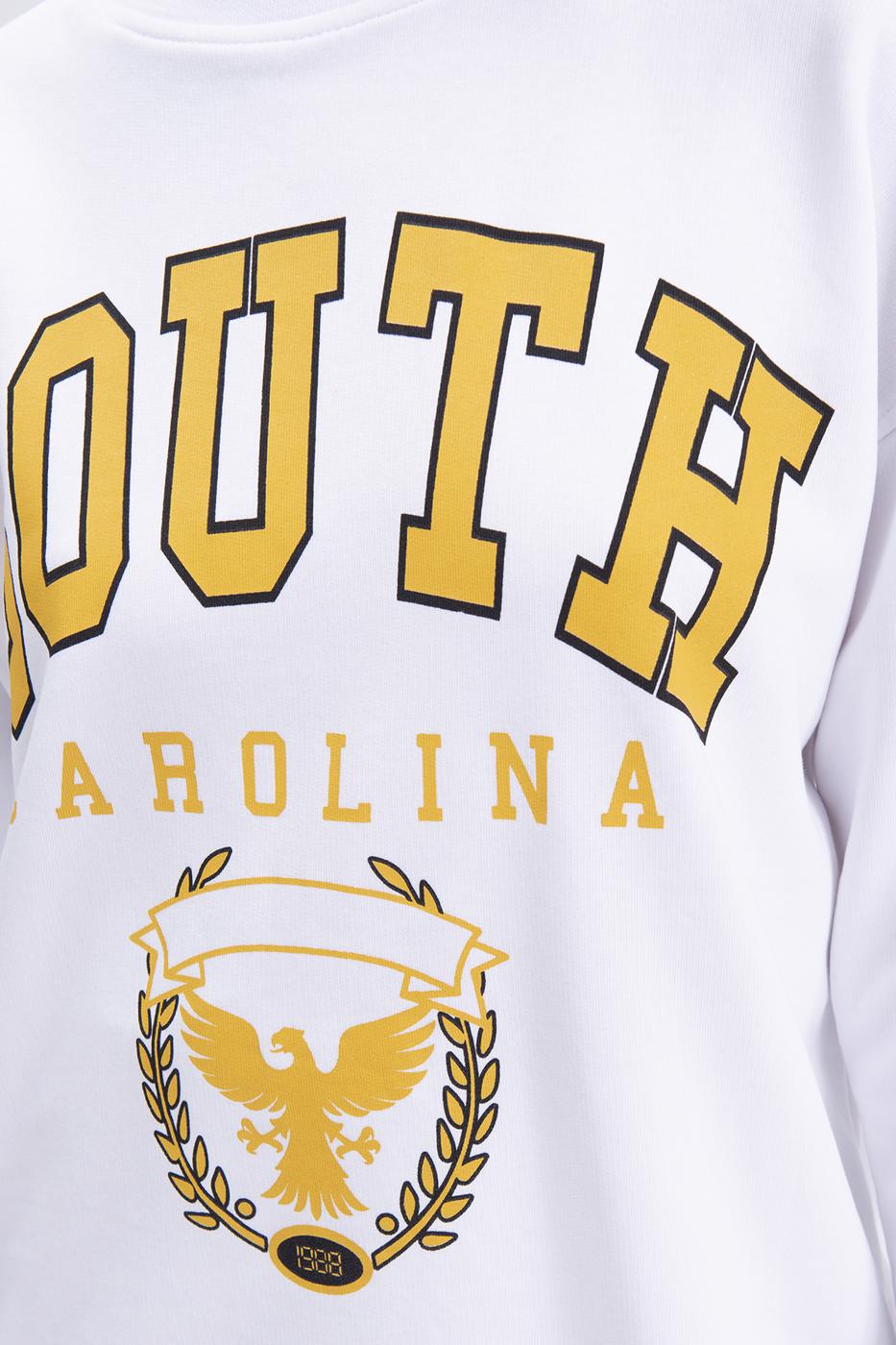 Bayan Beyaz Baskılı Basic Sweatshirt