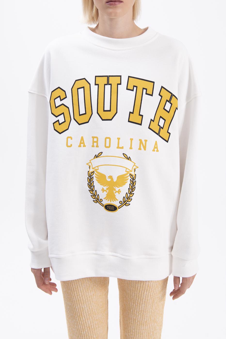 Bayan Ekru Baskılı Basic Sweatshirt