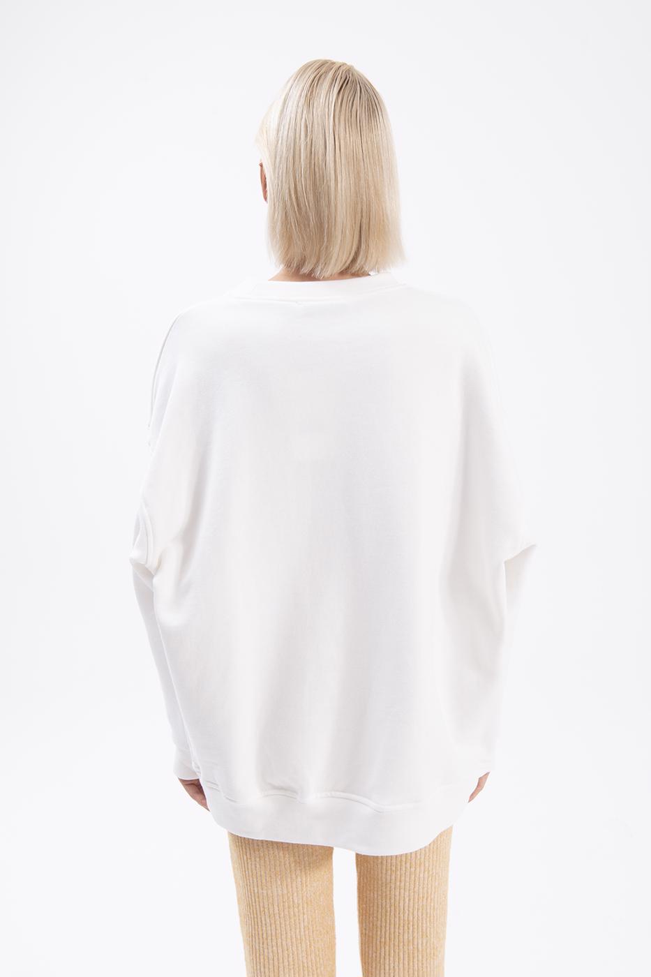 Bayan Ekru Baskılı Basic Sweatshirt