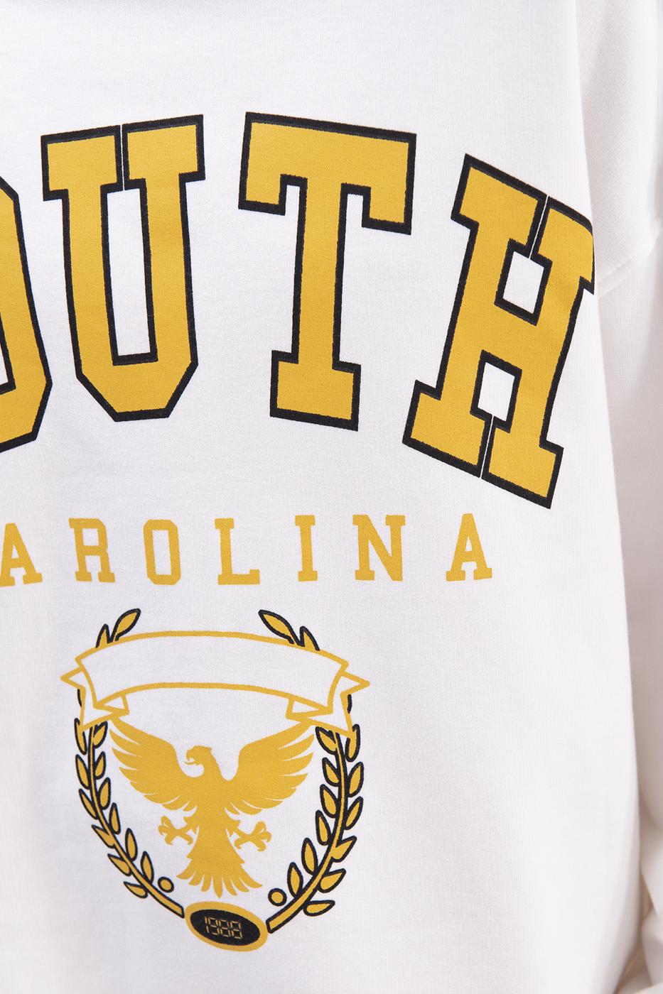 Bayan Ekru Baskılı Basic Sweatshirt