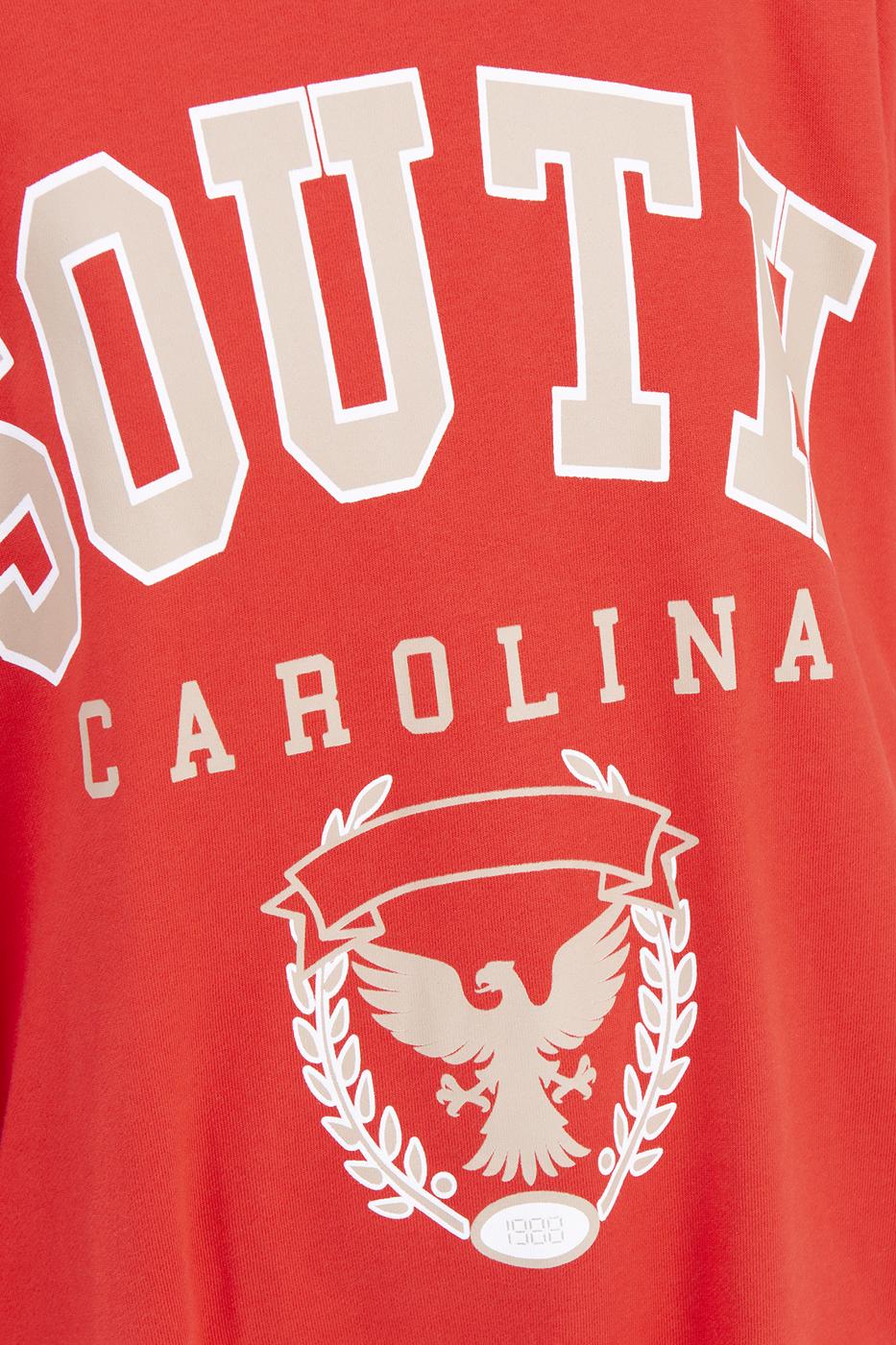 Bayan Kırmızı Baskılı Basic Sweatshirt