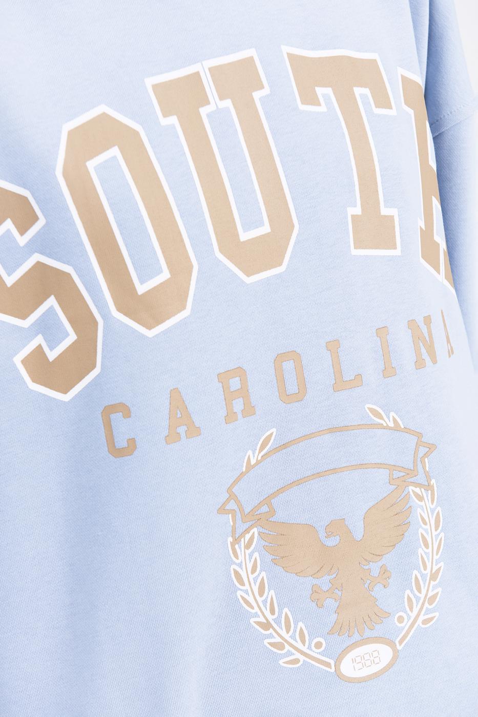 Bayan Mavi Baskılı Basic Sweatshirt