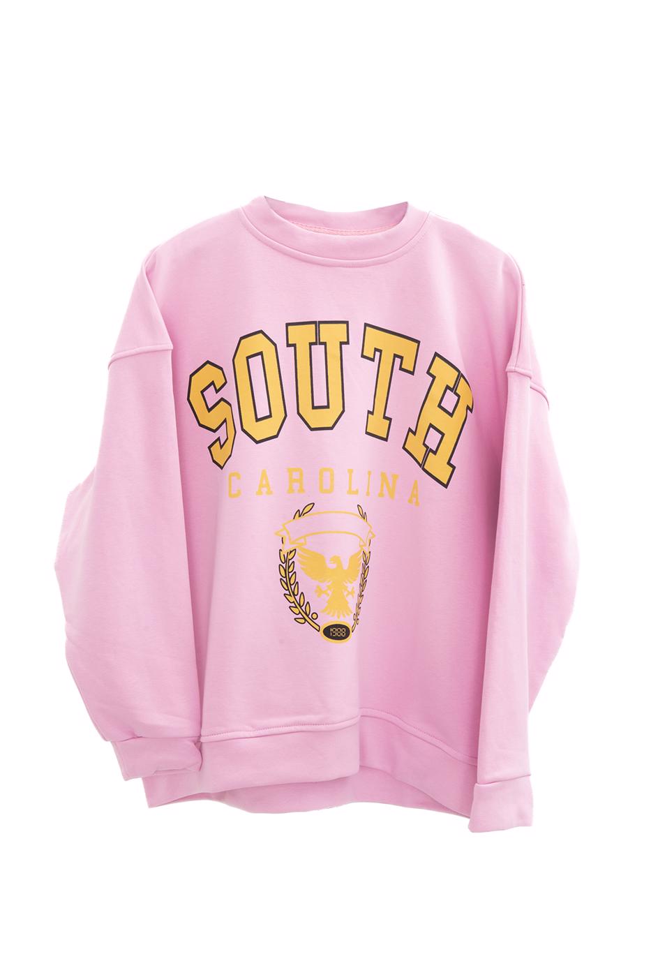 Bayan Pembe Baskılı Basic Sweatshirt