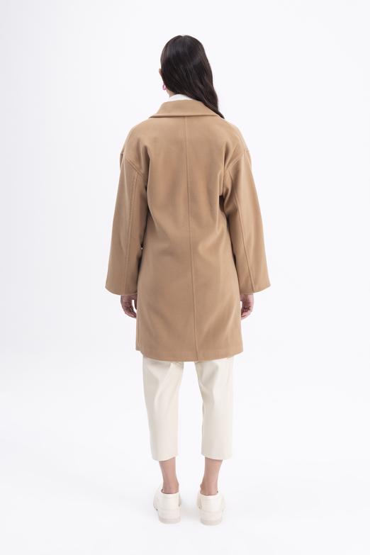 Bayan Kahverengi Oversize Kaşe Kaban - BSL