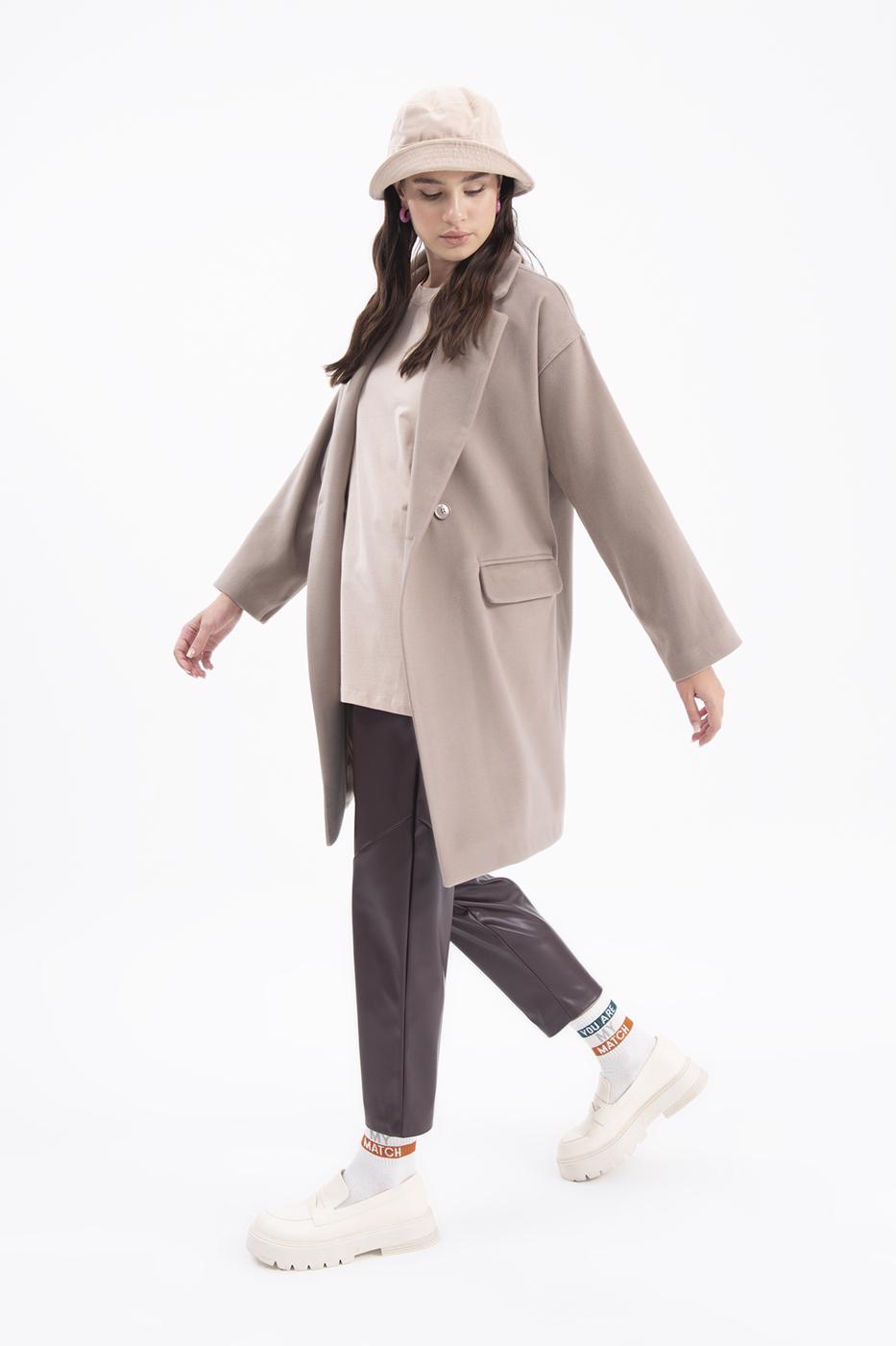 Bayan Vizon Oversize Kaşe Kaban