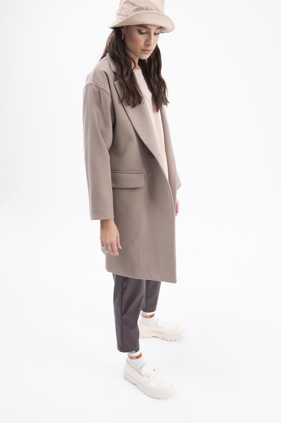 Bayan Vizon Oversize Kaşe Kaban