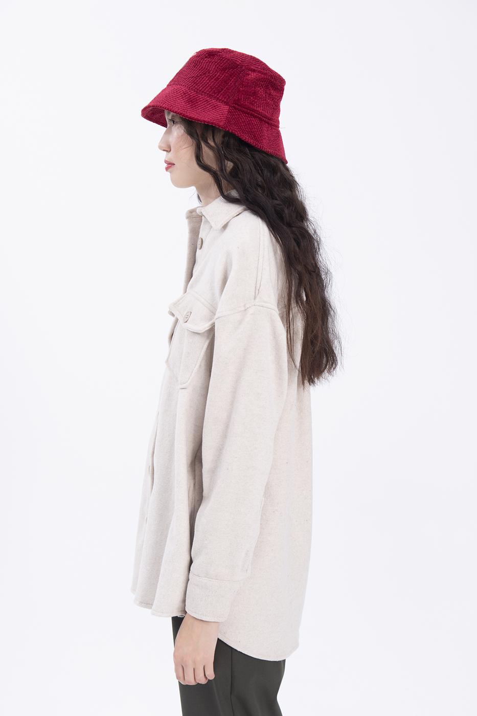 Bayan Bej Çift Cepli Gömlek Ceket