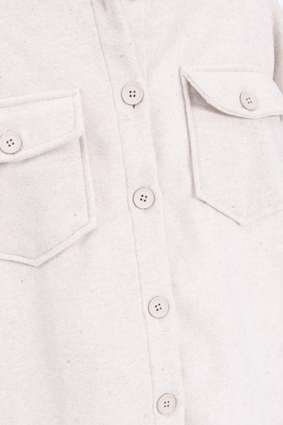 Bayan Bej Çift Cepli Gömlek Ceket