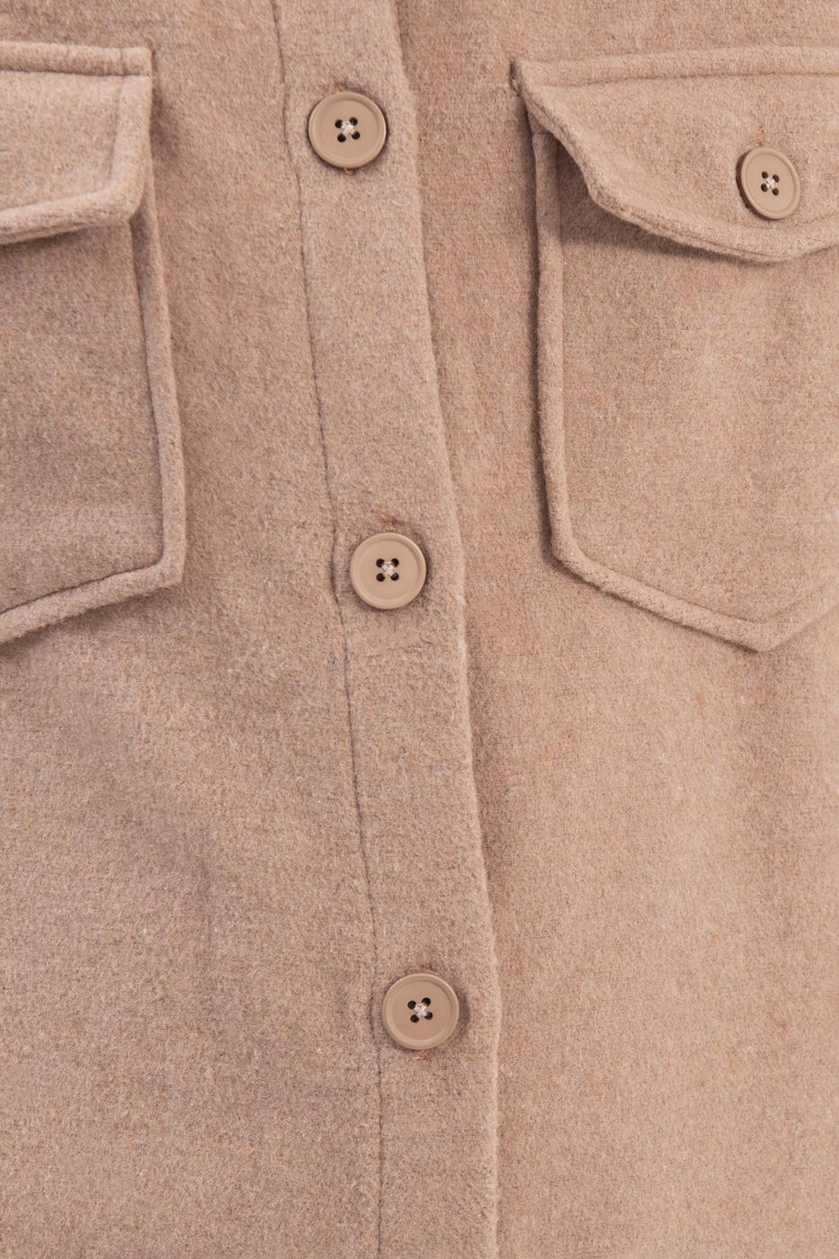 Bayan Camel Çift Cepli Gömlek Ceket