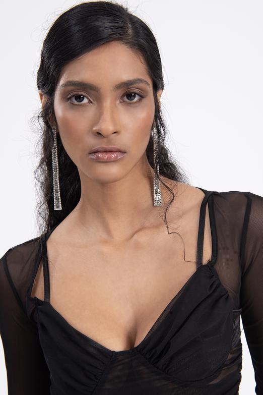 Bayan Siyah Drapeli Tül Top - BSL