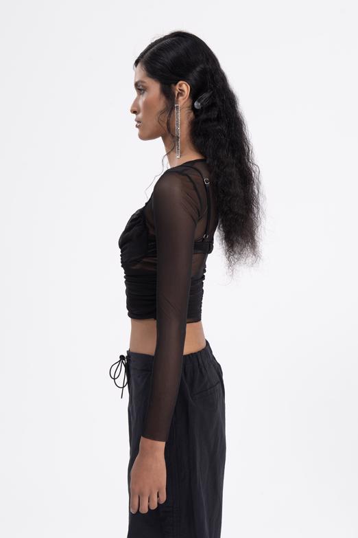 Bayan Siyah Drapeli Tül Top - BSL