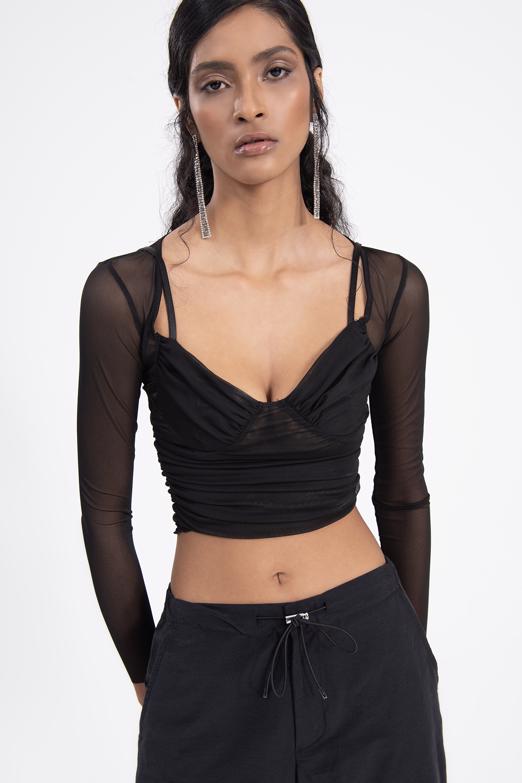 Bayan Siyah Drapeli Tül Top - BSL