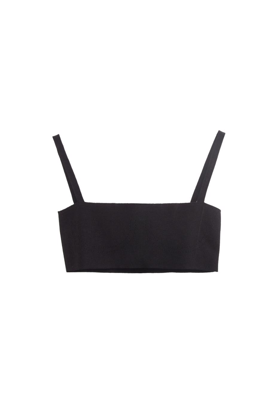 Bayan Siyah Askılı Triko Büstiyer