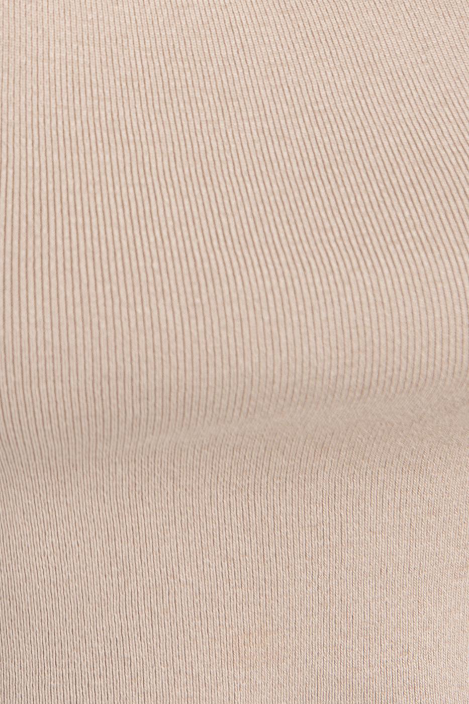 Bayan Bej Pencere Detaylı Triko Top