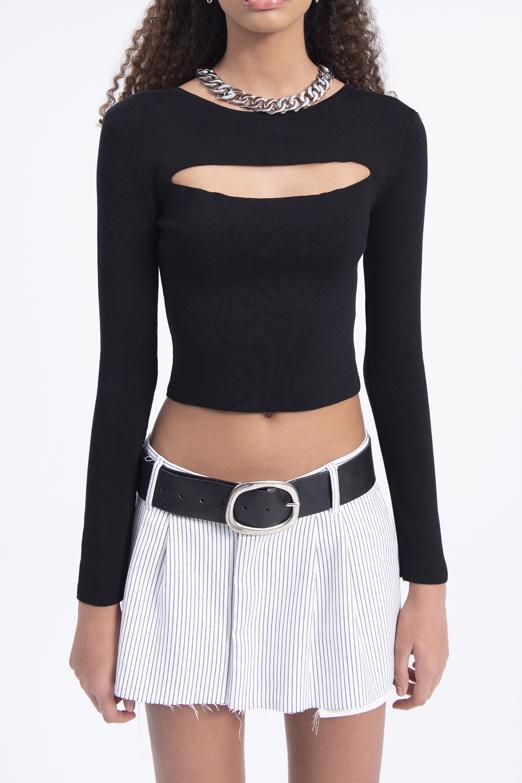 Bayan  Pencere Detaylı Triko Top