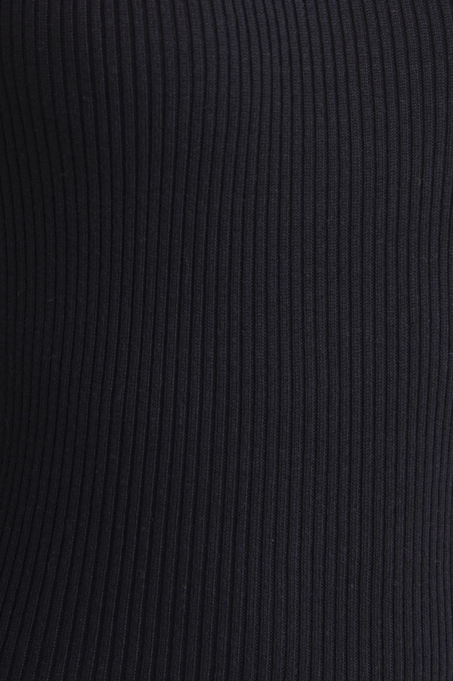 Bayan Siyah Sırt Pencereli Triko Midi Kalem Elbise