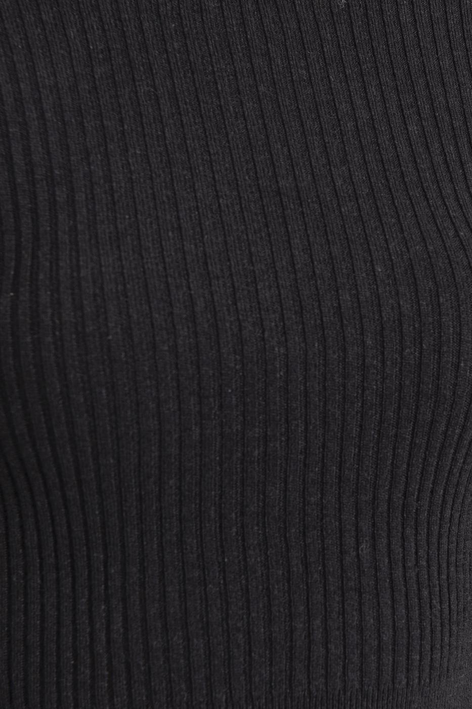 Bayan Siyah Sırt Çapraz Bağlamalı Crop Triko Top