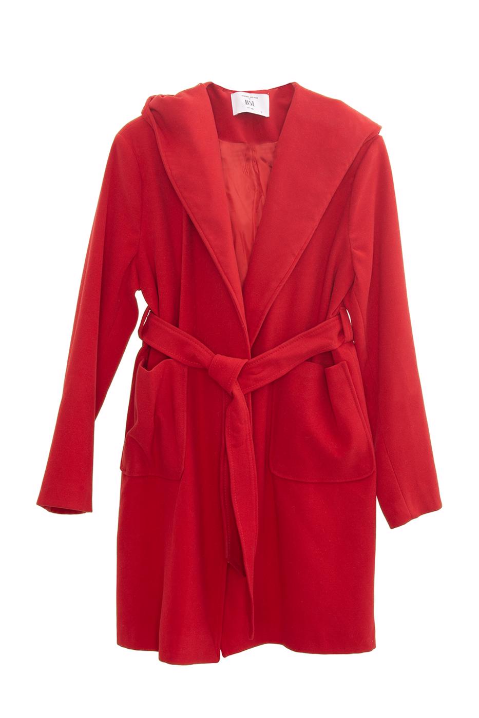 Bayan Kırmızı Kapüşonlu Kaban