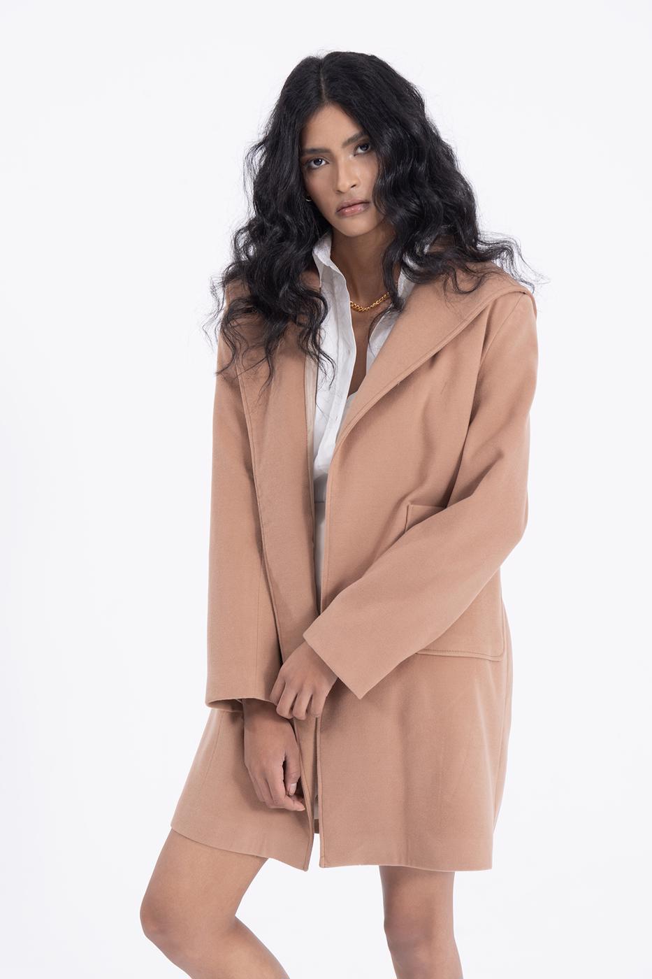 Bayan Kahverengi Kapüşonlu Kaban