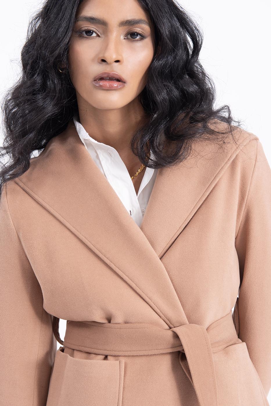 Bayan Kahverengi Kapüşonlu Kaban